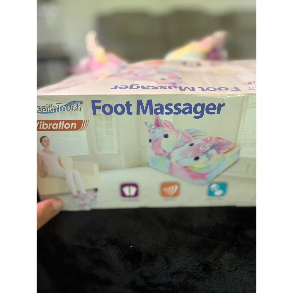 HealthTouch Unicorn Foot Massager Rainbow Tie Dye Plush Vibrating New